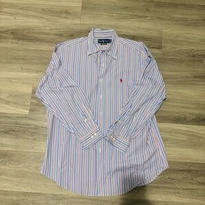 Ralph Lauren Men’s Long-Sleeve Striped Dress Shirt - Blue/White/Red